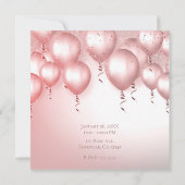 Roos Gouden Ballonnen Sparkle Verjaardagsfeest Swe Kaart (Achterkant)