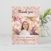 Roos gouden bevestigingsfoto dank u kaart (Staand voorkant)