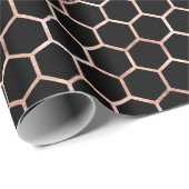 Roos gouden bijen en honingraat op zwart cadeaupapier (Rol Hoek)