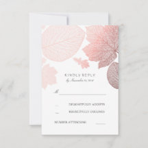 Roos Gouden Bladeren Fall Wedding RSVP Kaarten