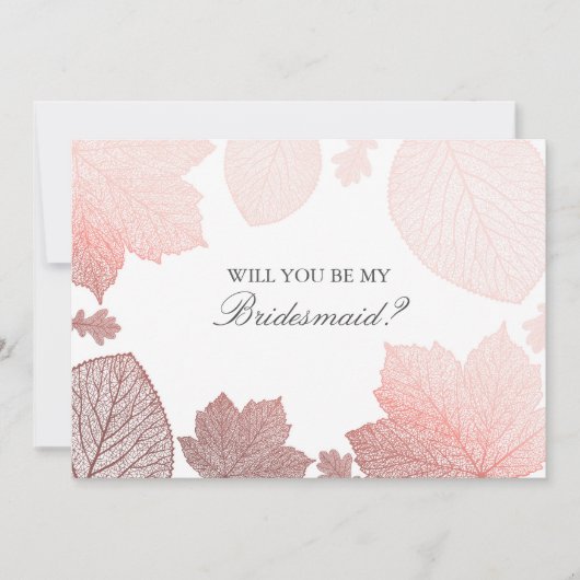 Roos Gouden Bladeren Herfst Bruidsmeisje Voorstel Kaart (Voorkant)