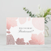 Roos Gouden Bladeren Herfst Bruidsmeisje Voorstel Kaart (Staand voorkant)