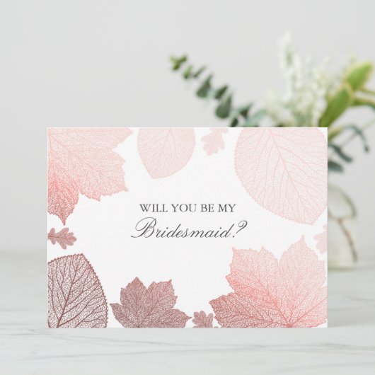 Roos Gouden Bladeren Herfst Bruidsmeisje Voorstel Kaart (Staand voorkant)