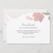 Roos Gouden Bladeren Herfst Bruidsmeisje Voorstel Kaart (Achterkant)