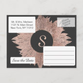 Roos Gouden Bladeren Op Zwart Save The Date Briefk Aankondigingskaart (Achterkant)