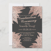 Roos Gouden Bladeren Op Zwarte Afstuderen Ceremoni Kaart (Voorkant)