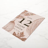 Roos Gouden Bladeren Roze Beige Trouwtafel Nummer Folie Uitnodiging (Gedraaid)
