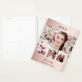 Roos gouden blauwe foto-collage afspraken 2024 planner (Display)