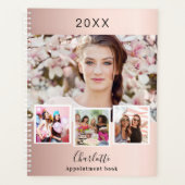 Roos gouden blauwe foto-collage afspraken 2024 planner (Voorkant)