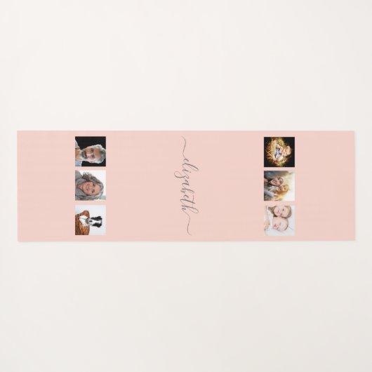 Roos gouden blauwe fotocollage, naamscript yogamat (Achterkant (horizontaal))