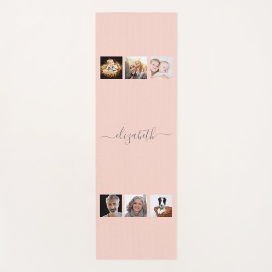 Roos gouden blauwe fotocollage, naamscript yogamat (Voorkant)