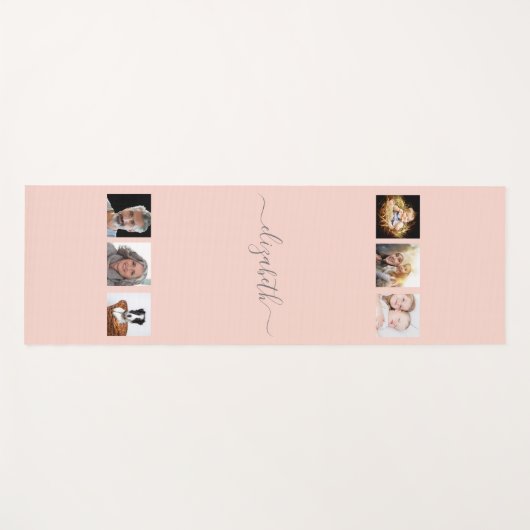 Roos gouden blauwe fotocollage, naamscript yogamat (Voorkant (horizontaal))