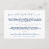 Roos Gouden Blauwe Kroon Monogram Bruiloft Details Informatiekaartje (Achterkant)