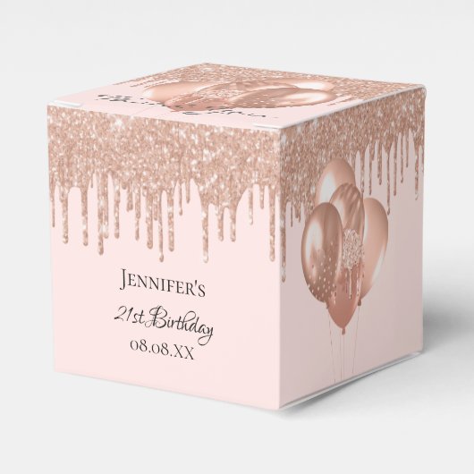 Roos gouden bloedige ballonnen bedankdoosjes (Voorkant Zijde)