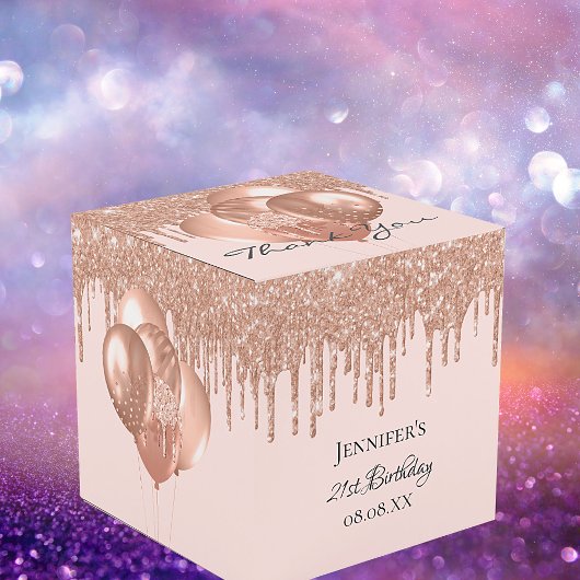 Roos gouden bloedige ballonnen bedankdoosjes