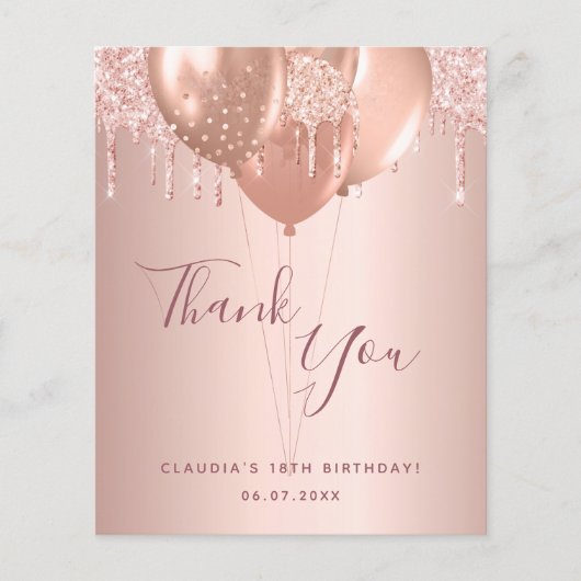 Roos gouden bloedige glitter bedankt (Voorkant)