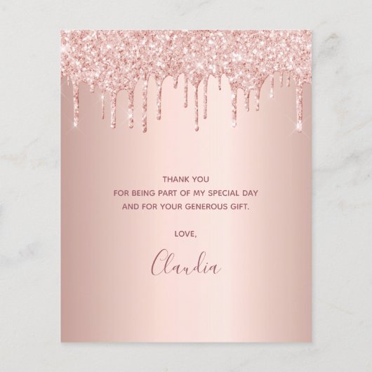 Roos gouden bloedige glitter bedankt (Achterkant)