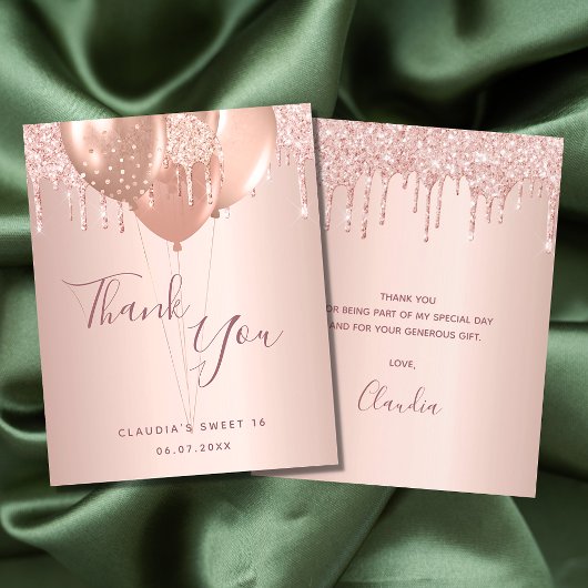 Roos gouden bloedige glitter bedankt