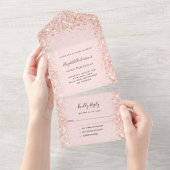 Roos gouden bloedige glitter verjaardag rsvp all in one uitnodiging (Afscheurbaar)