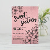 Roos Gouden Bloem 16e Verjaardag Kaart (Staand voorkant)