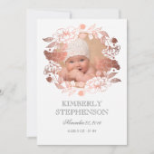 Roos Gouden Bloem Zoete Pasgeboren Baby Foto Geboo Aankondiging (Voorkant)