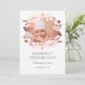 Roos Gouden Bloem Zoete Pasgeboren Baby Foto Geboo Aankondiging (Staand voorkant)