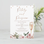 Roos gouden bloemblaadjes Prosecco Boho Vrijgezell Kaart (Staand voorkant)