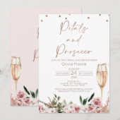 Roos gouden bloemblaadjes Prosecco Boho Vrijgezell Kaart (Voorkant / Achterkant)