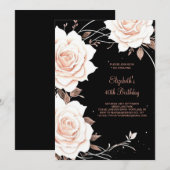 Roos Gouden Bloemen Aangepaste 40e Verjaardag Kaart (Voorkant / Achterkant)