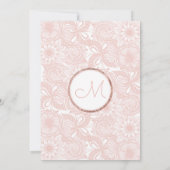 Roos Gouden Bloemen Blush Roze Borstel Script Wedd Kaart (Achterkant)