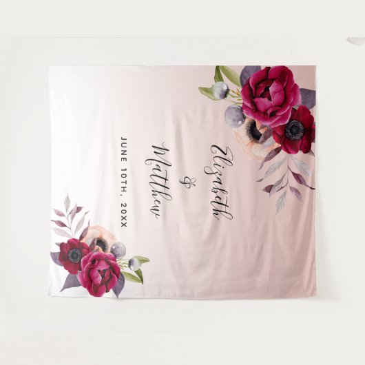 Roos gouden bloemen bruin wandkleed (Voorkant (horizontaal))