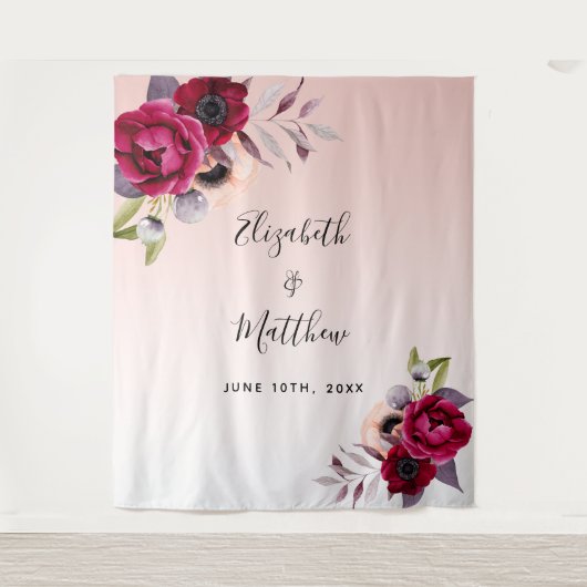 Roos gouden bloemen bruin wandkleed (Voorkant)