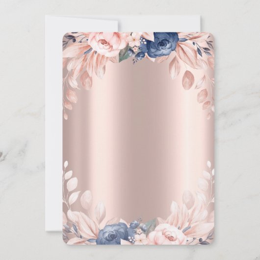 Roos gouden bloemen Eerste Heilige Communie Kaart (Achterkant)