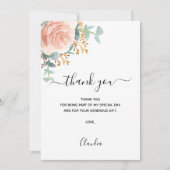 Roos gouden bloemen eucalyptus bedankkaart kaart (Voorkant)