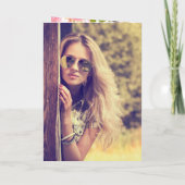 Roos gouden bloemen eucalyptus foto bevestiging bedankkaart (Achterkant)