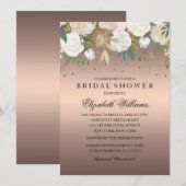 Roos Gouden Bloemen Glitter Mousserende Vrijgezell Kaart (Voorkant / Achterkant)