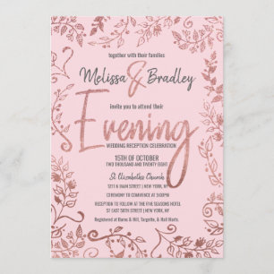 Roos Gouden Bloemen Glitter Ombre Roze Avond Kaart