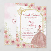 Roos Gouden Bloemen Gouden Glitter Blush Roze Swee Kaart (Voorkant / Achterkant)