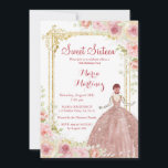 Roos Gouden Bloemen Gouden Glitter Blush Roze Swee Kaart<br><div class="desc">Roos Gouden Bloemen Gouden Glitter Blush Pink Sweet 16 Invitation Modern Roos Flowers Blush Pink Sweet 16</div>