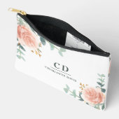 Roos gouden bloemen groen naam monogram etui (Open)