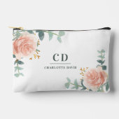 Roos gouden bloemen groen naam monogram etui (Voorkant)