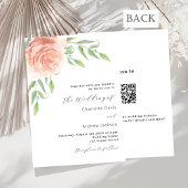 Roos gouden bloemen groen QR code RSVP bruiloft Kaart