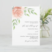 Roos gouden bloemen groen QR code RSVP bruiloft Kaart (Staand voorkant)