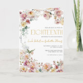  Roos Gouden Bloemen Kaarsen 18e Verjaardag QR (Voorkant)