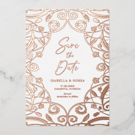  Roos Gouden Bloemen Kant Bruiloft Folie Uitnodiging