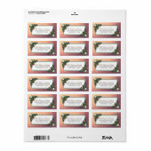 Roos Gouden Bloemen Kerst Adresetiketten Etiket (Full Sheet)