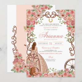 Roos Gouden Bloemen Land Western Fancy Quinceañera Kaart