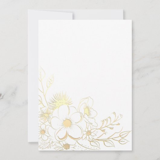 Roos Gouden Bloemen Lijst Huwelijksuitnodiging Kaart (Achterkant)