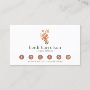 Roos Gouden Bloemen Logo op Witte Salon Loyaliteit Klantenkaartje
