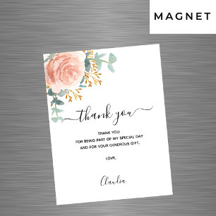 Roos gouden bloemen magnetische dank u kaart uitnodiging